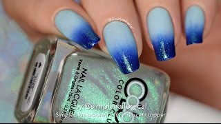 Easy gradient nail art with iridescent top coat