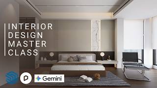 Interior Design Master class step by step using skecthup,D5 Render and Gemini AI | Bedroom 08
