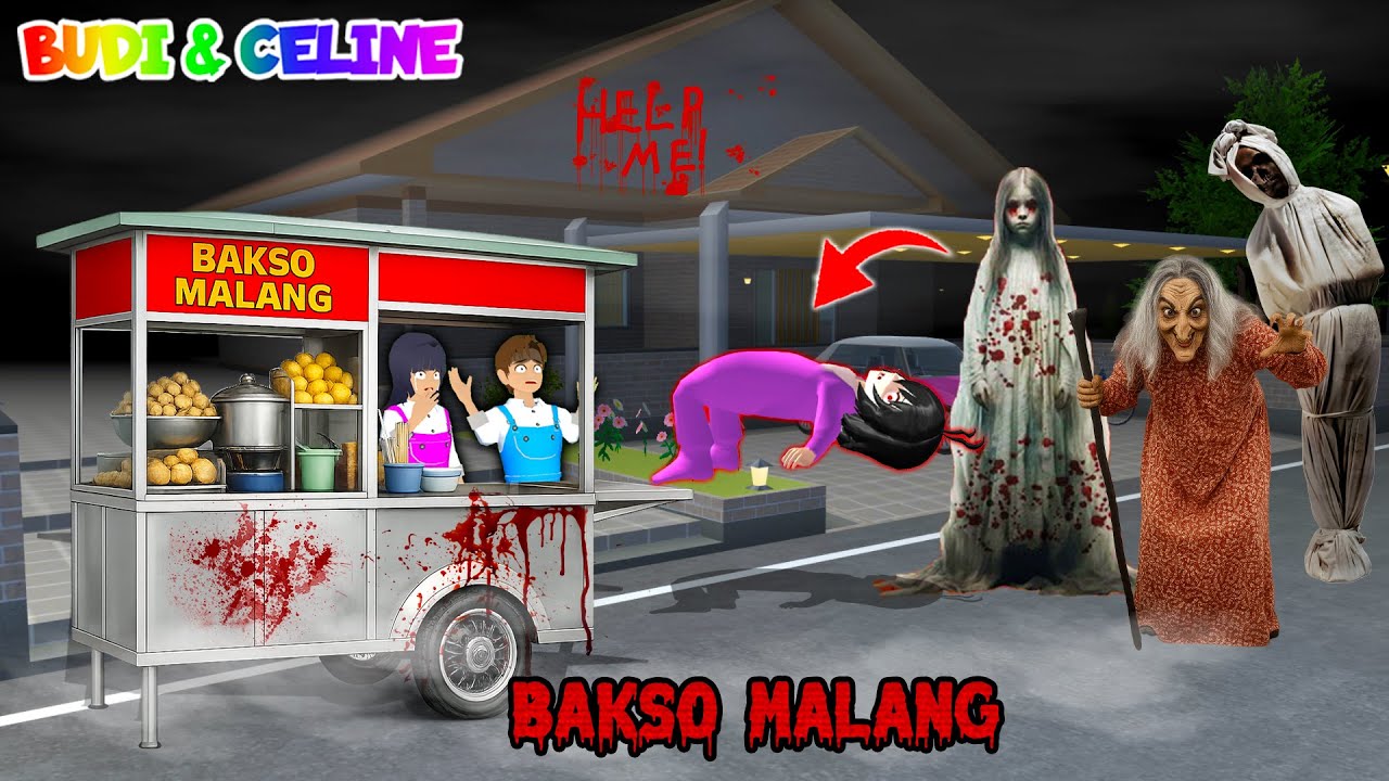 Yuta Mio Panik😱 Jualan Bakso Malang Jam 12 Malam Pembelinya Hantu |Baby Celine Kesurupan Kuntilanak