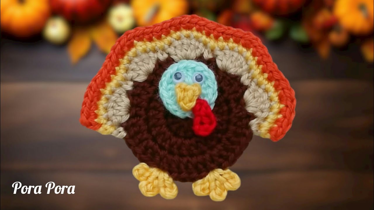 Crochet Turkey I Crochet Animal Applique I Crochet Thanksgiving Decorations