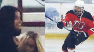 Selena Gomez Smiling While Watching Justin Bieber Play Hockey