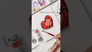 Ruby heart Valentine's Day Card -#watercolortutorial #learnwatercolor #diycards #comments