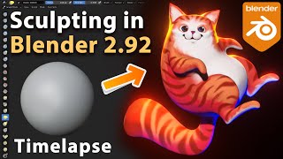 Blender Stylized Cat Sculpting Timelapse Vertex Painting