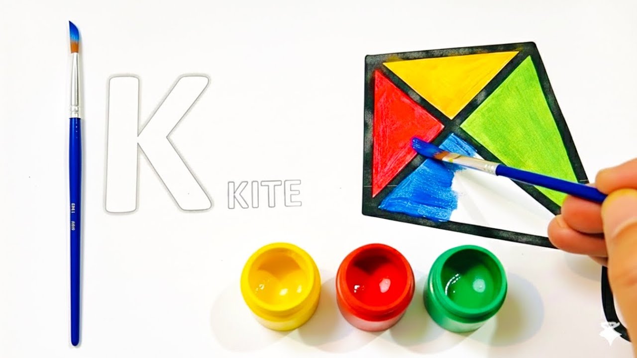 ABC Coloring Time 🎨 K is for Kite 🪁 | Fun Phonics for Kids 🖌️🌈