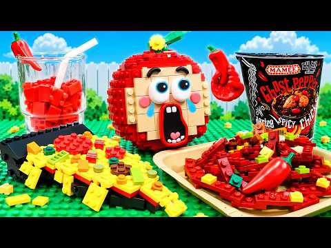 LEGO PICNIC MUKBANG 🔥 Spicy Fast Food Challenge (Pizza, Korean Noodles...) | Apu Funz