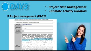 Day3: Project Time Management,Estimate Activity Duration with detail @InnovateiTzoneofficial