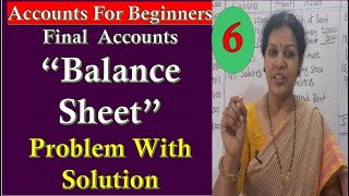 28. Simple Problem To Workout "Balance Sheet " In Final Accounts