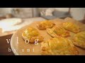 Vlog暮らし｜簡単ランチ/河津桜/業務スーパーのプチ大福で餅パイ/休日のお茶と夕食