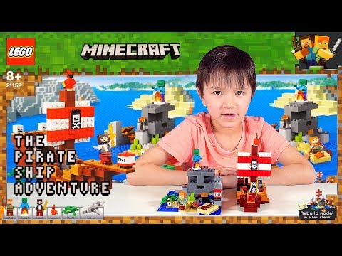 LEGO 21152 Minecraft The Pirate Ship Adventure - Kid Lego Speed Build Review \u0026 Story Creation - YouTube