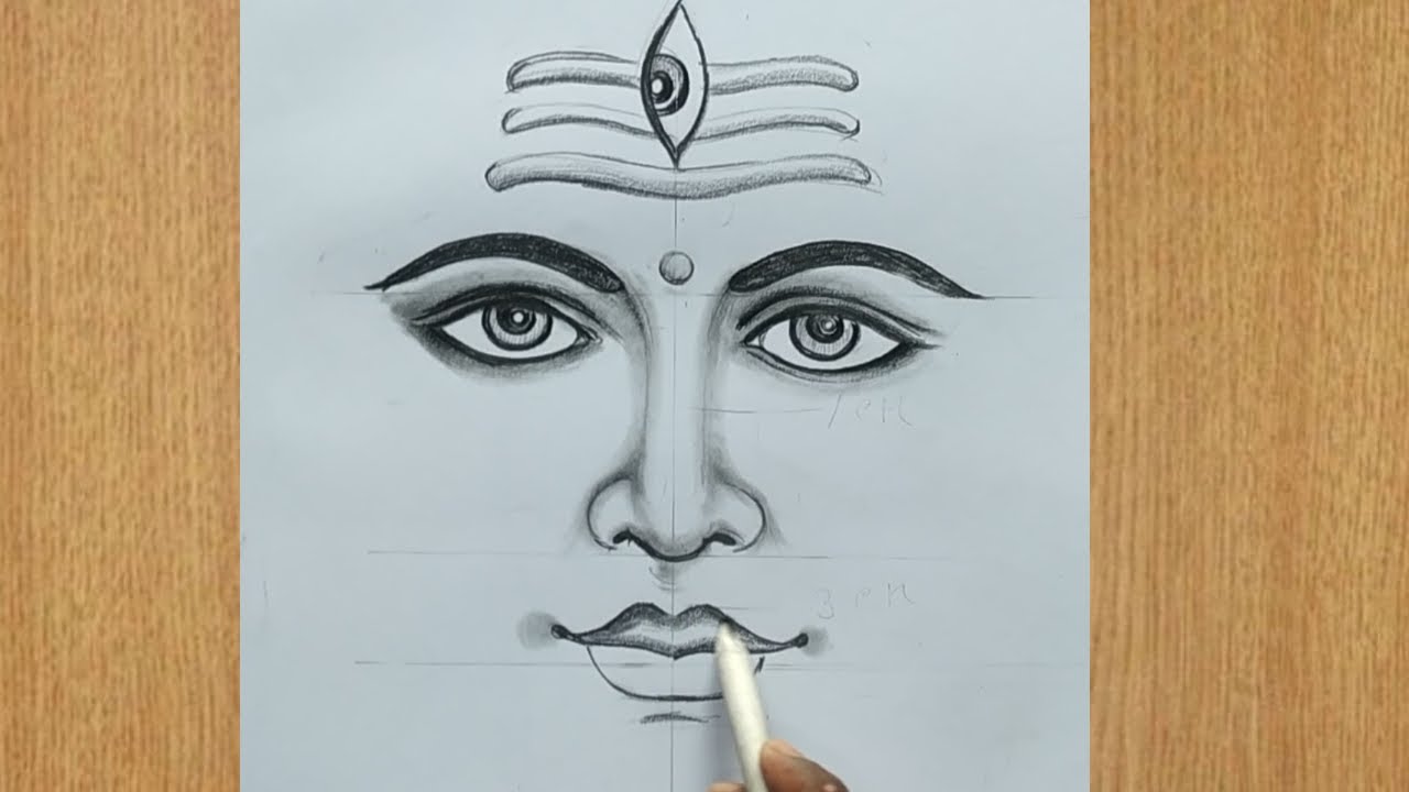 how to draw lord shiva face pencil for foginners step by stepshivthskur  easy face drawing  YouTube