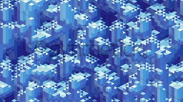 Stock Video. 3D cubes loop. Isometric geometric mosaic pattern of blue blocks.