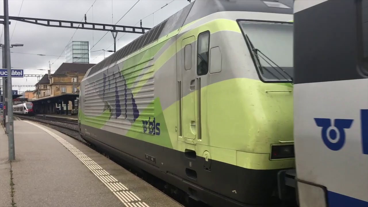 Trains à Ligerz, Neuchâtel, Travers et Brügg BE - 9 septembre 2017 - Transports Publics Suisses