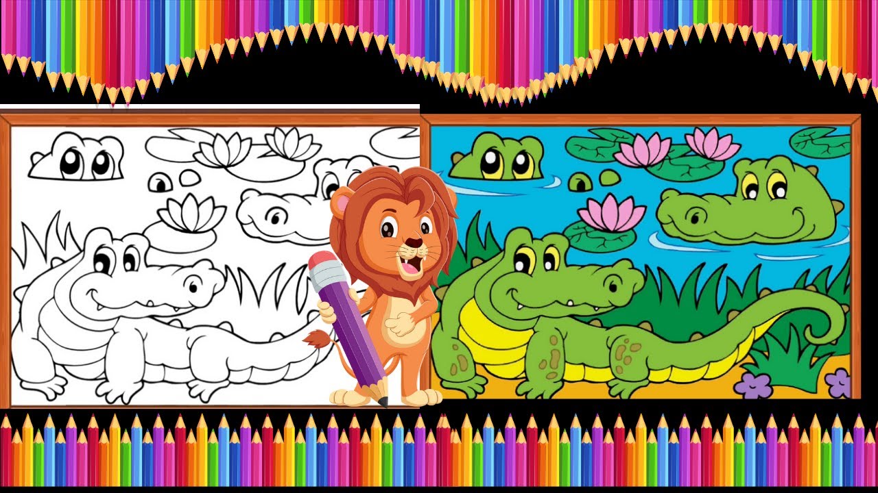 Water color | how to draw crocodile | kids drawing | simple picture for kids & Toddlers | water art
