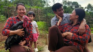 Picking sapodillas to sell, her husband makes wooden beds and enjoys family happiness