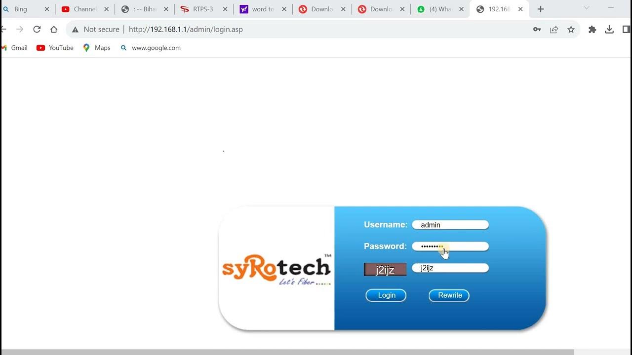 how to change login password , 192.168.1.1 , Syrotech Optronix bsnl_FTTH YouTube
