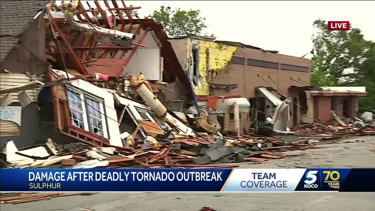 Sulphur devastated after tornado outbreak hits Oklahoma - YouTube