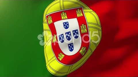 Portugal Flag Waving In The Wind. Looping Sun Rises Style. Animation Loop