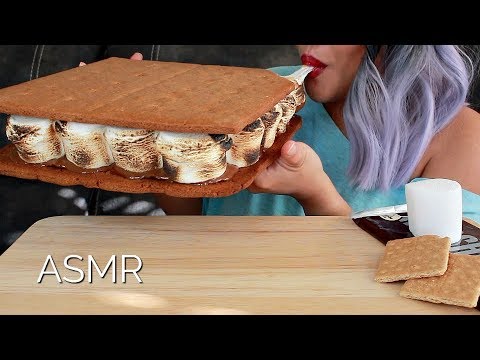 ASMR S'MORES Part 2 GIANT FOOD MARSHMALLOW Requested [Crunchy Sticky ...