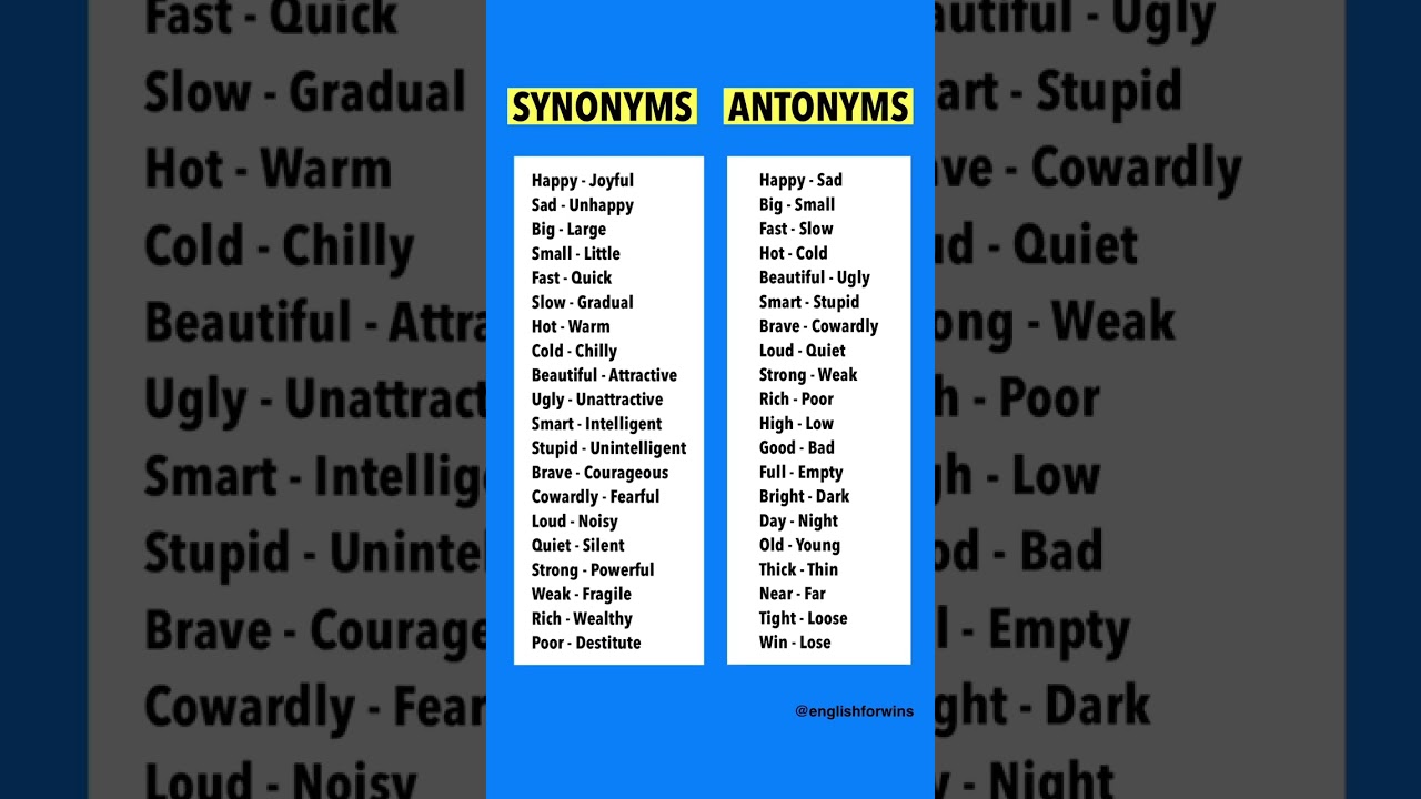 Synonyms and Antonyms in English 📚 #howtolearnenglish