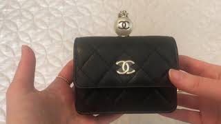 CHANEL 21S PEARL CARDHOLDER ON CHAIN REVIEW AND WHAT FITS