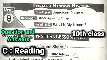 10th class | English | Unit -8, Reading C : What Is My Name ? lesson | Question and answers | 10th