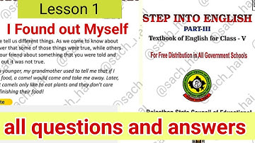RBSE class 5 English ( Step Into English) Lesson 1 I Found out Myself - questions answer | new book