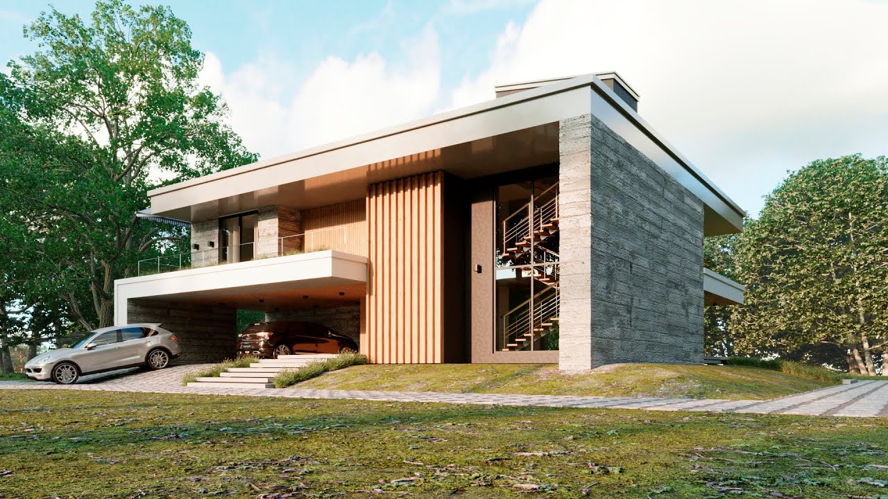 Моделирование виллы. Timelapse. Modern villa modeling