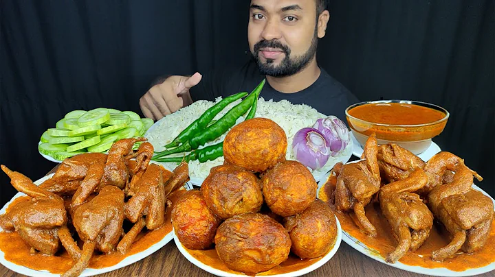 HUGE SPICY QUAIL CURRY, EXTRA GRAVY, EGG CURRY, RICE, CHILI MUKBANG ASMR EATING SHOW | BIG BITES |