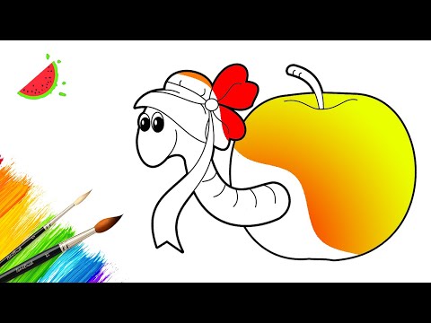 Как нарисовать ЯБЛОКО / Раскраски для малышей