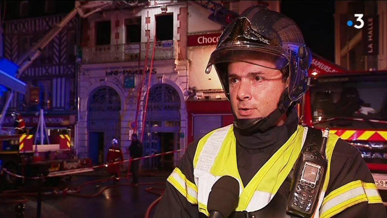 Incendie en centre-ville d'Honfleur
