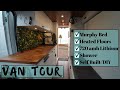 Van Tour: Self built, Murphy Bed, Heated Floors, Shower - Perfect Beach Van Build