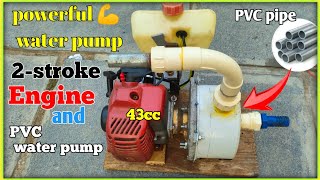 how to make PVC pipe water pump in petrol engine||43 cc engine make a water pump in PVC pipe