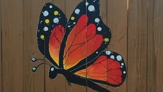 Butterfly Painting on Wood Fence TIME LAPSE