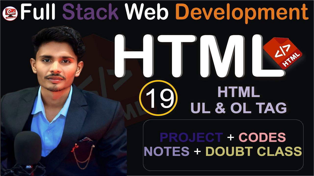 Full Stack Web Development Day 20 | OL and UL Tag in HTML Hindi ...
