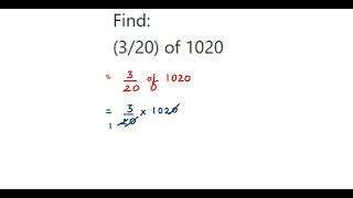 Find:(3/20) of 1020