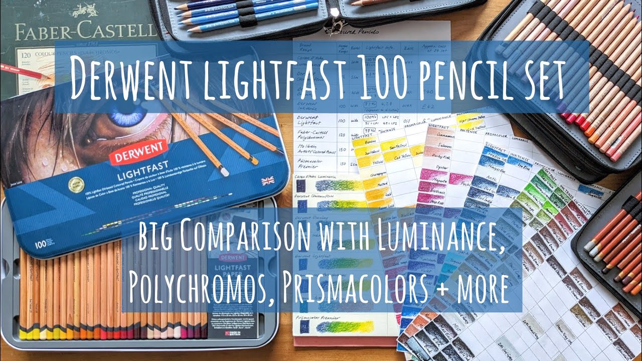 Derwent Lightfast 100 Coloured Pencil Set Swatch & Comparison: Luminance,  Prismacolor, Polychromos 
