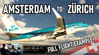 ✈‍✈ VATSIM Full Flight: Amsterdam to Zürich! | BUSY ARRIVAL | PMDG Boeing 737 in MSFS + Subtitles