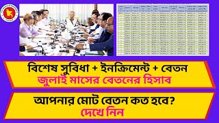 ইনক্রিমেন্ট ও বিশেষ প্রণোদনা সহ মোট বেতন ২০২৫ । আগামী জুলাইয়ে আপনার মোট বেতন কত টাকায় দাড়াবে দেখু