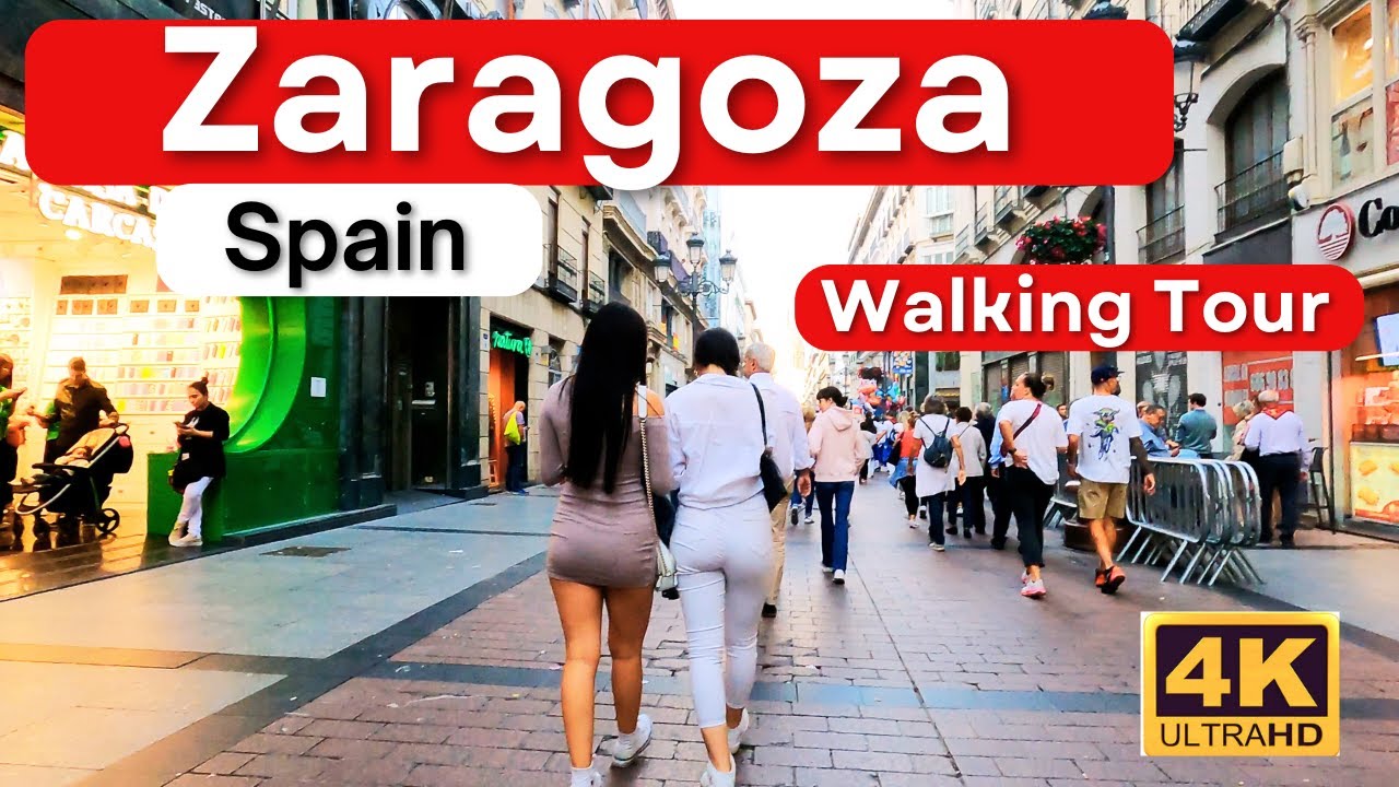 Zaragoza Spain City Walking Tour 4K