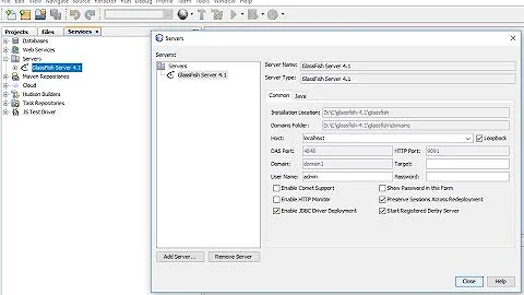 How to change GlassFish Server 4.1 port NetBeans?