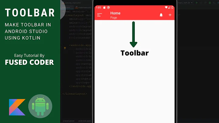 How To Make Toolbar In Android Studio Using Kotlin For Beginners | Toolbar Android  | Fused Coder.