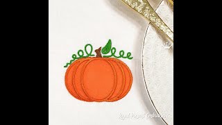 Applique pumpkin Machine embroidery design   3 sizes