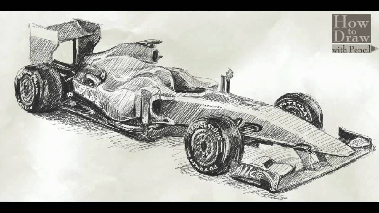 How To Draw A Formula 1 Car Step By Step Video Cars Draw