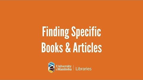 Finding Specific Books and Articles