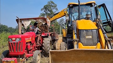 Jcb 3dx Backhoe Loader Machine Loading Red Mud In Mahindra 415 DI Tractor | Jcb Ki Khudai Video