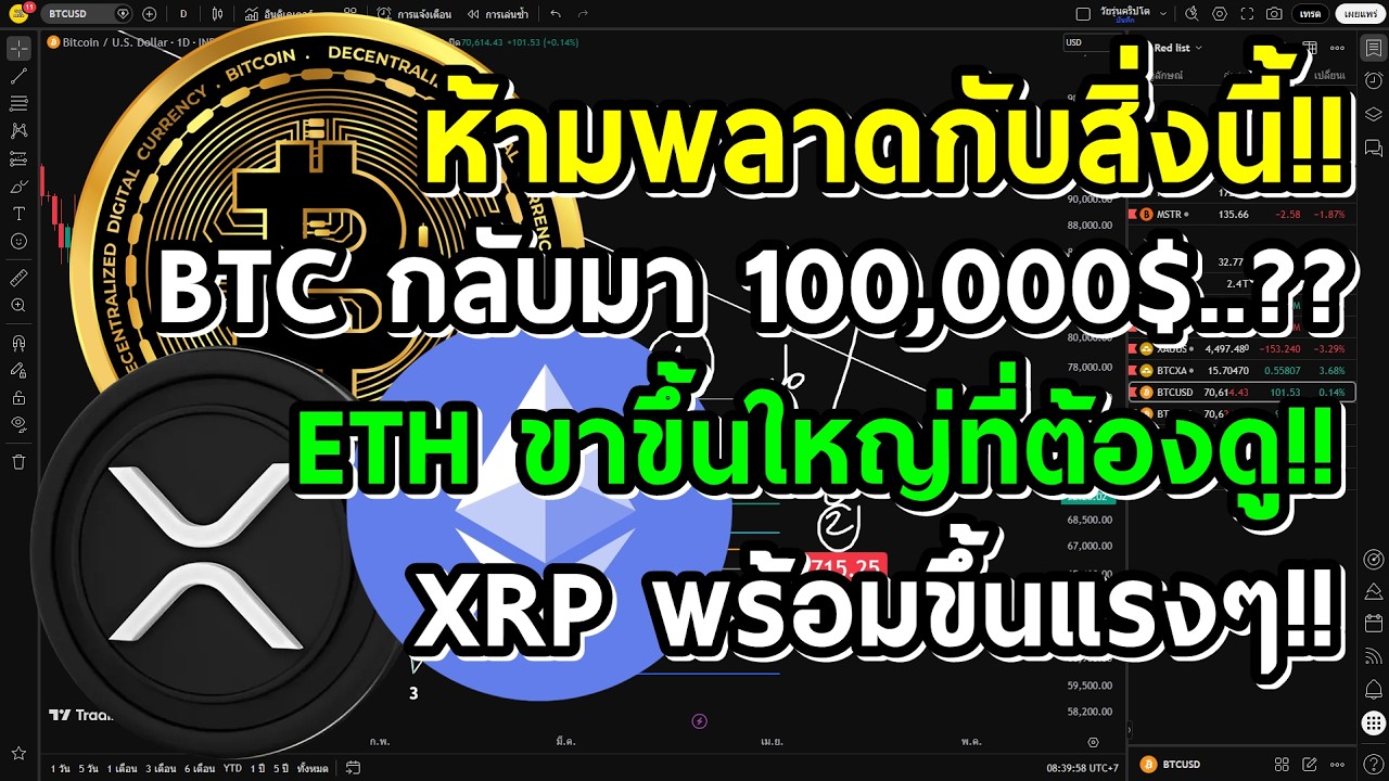 ⁣ต้องดู!! BTC อาจกลับมา 100,000$ ด้วยเหตุผลนี้!! ETH ขาขึ้นใหญ่ที่ใกล้มา XRP จรวดใกล้เริ่มออกแล้ว!!