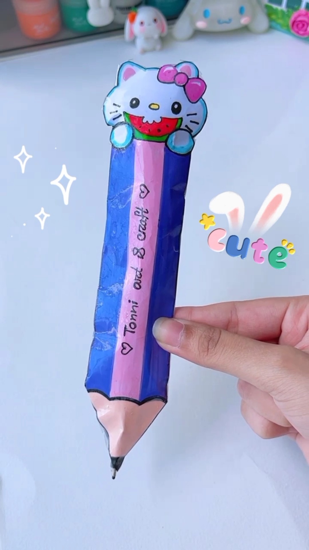 Cute hello kitty squishy pen ?️ #shorts #tonniartandcraft #craft #love #art #diy