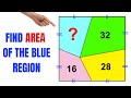 Calculate area of the Blue shaded region | Fun Geometry | Important Geometry skills explained