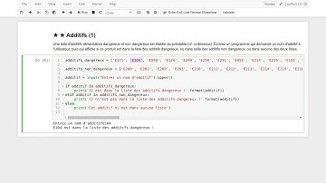 Programmation en python : 6.ex Exercice sur les listes, additifs (1)