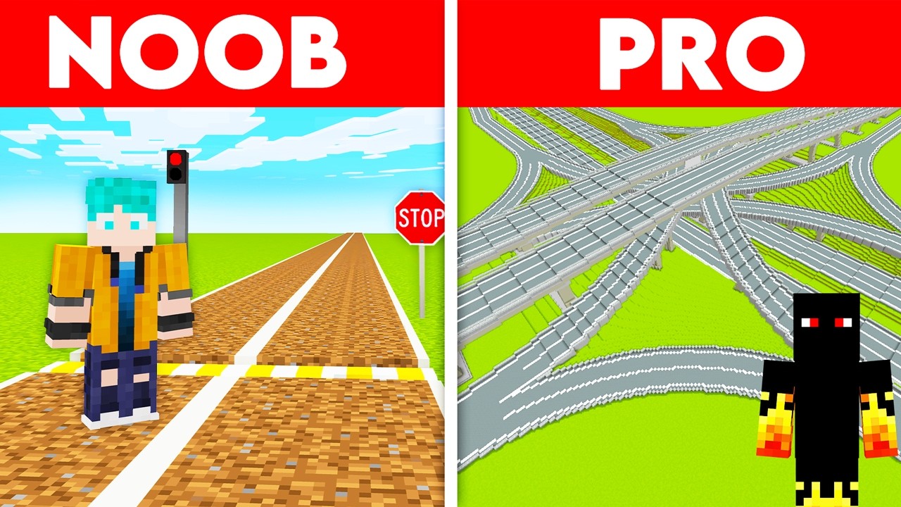RUA de NOOB vs ESTRADA DE PRO no MINECRAFT